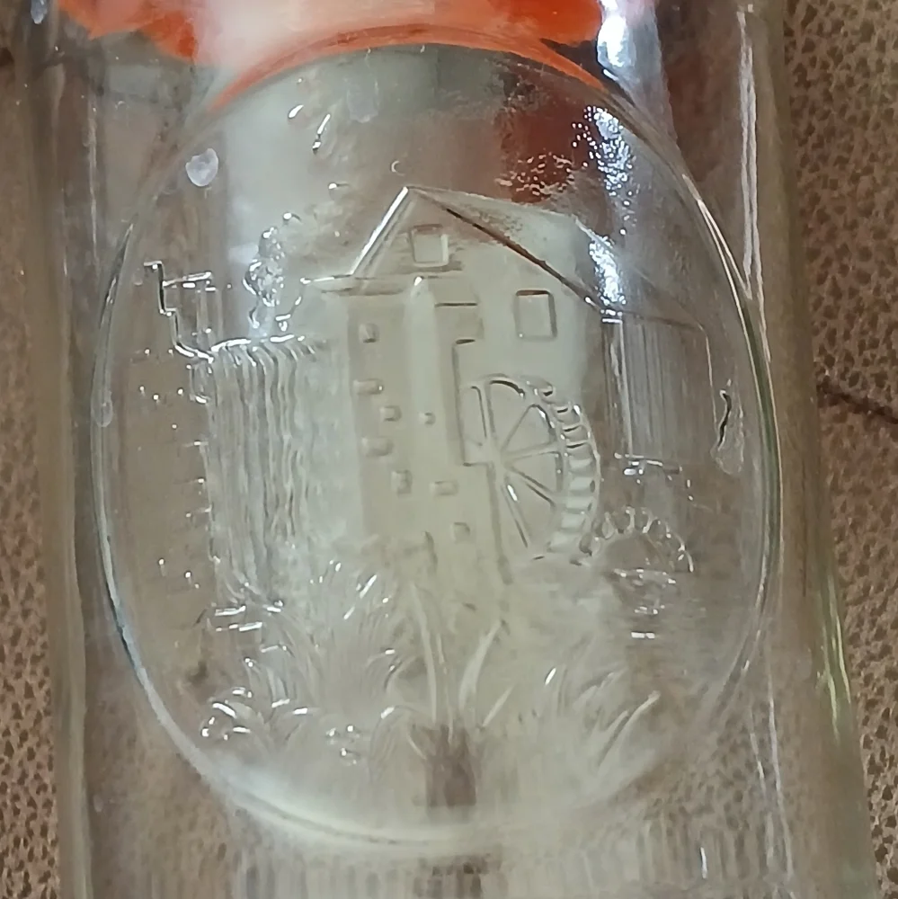 Vintage 1970s Glass Tang Jar with Orange Lid Wheel